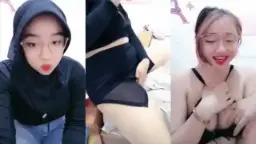 Hijab Hitam Live Goyang-goyang, Tubuh Putih Mulus Digoyangin.